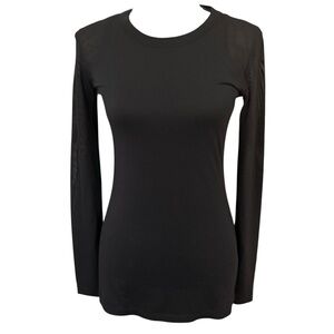 Anatomie Kim Mesh Long Sleeve Top Pima Cotton Black Size Small Travel Luxury